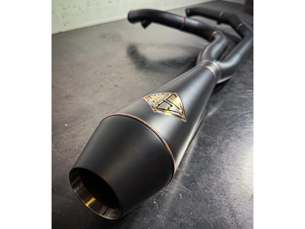 2-into-1 4.5in. Big Bore Exhaust - Black Onyx. Fits Softail 2018up Non-240 Rear Tyre Models. SP Concepts EXHAUST