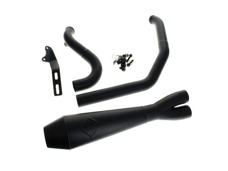 2-into-1 4.5in. Big Bore Exhaust - Black. Fits Softail 2018up Non-240 Rear Tyre Models. SP Concepts EXHAUST