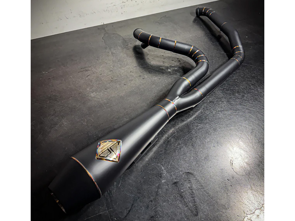 2-into-1 4.5in. Works Edition Big Bore Exhaust - Black Onyx. Fits Softail 2018up Non-240 Rear Tyre Models. SP Concepts EXHAUST