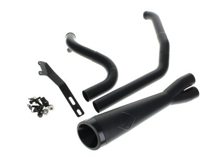 2-into-1 Cutback Exhaust - Black with Black End Cap. Fits Touring 2017up. SP Concepts EXHAUST