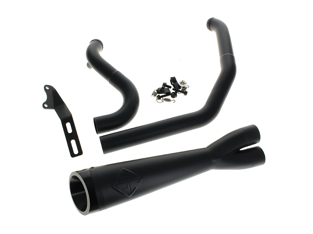 2-into-1 Cutback Exhaust - Black with Black End Cap. Fits Dyna 2006-2017 SP Concepts EXHAUST