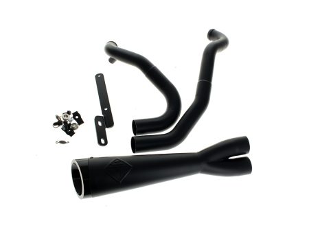 2-into-1 Cutback Exhaust - Black with Black End Cap. Fits Sportster 2014-2021 SP Concepts EXHAUST
