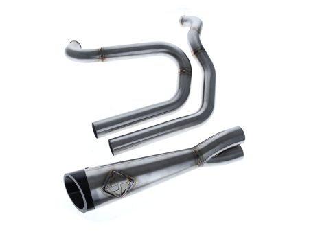2-into-1 Cutback Exhaust - Stainless Steel with Black End Cap. Fits FXR 1987-1994 SP Concepts EXHAUST