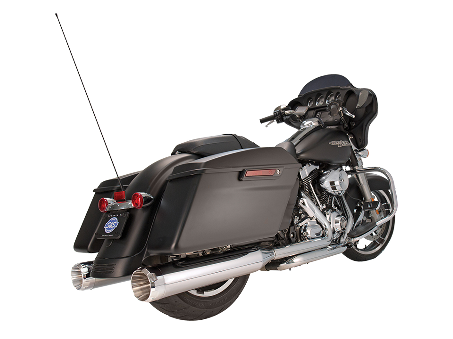 4-1/2in. Mk45 Slip-On Mufflers - Chrome with Chrome Thruster End Caps. Fits Touring 1995-2016. S&S - Image 2