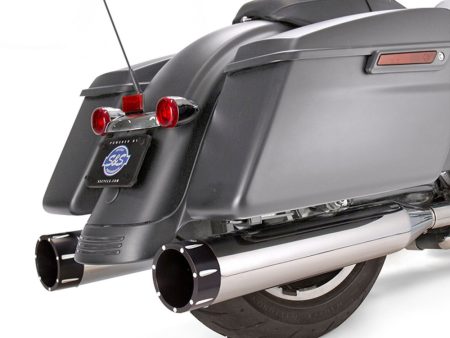 4-1/2in. Mk45 Slip-On Mufflers - Chrome with Black Tracer End Caps. Fits Touring 2017up. S&S