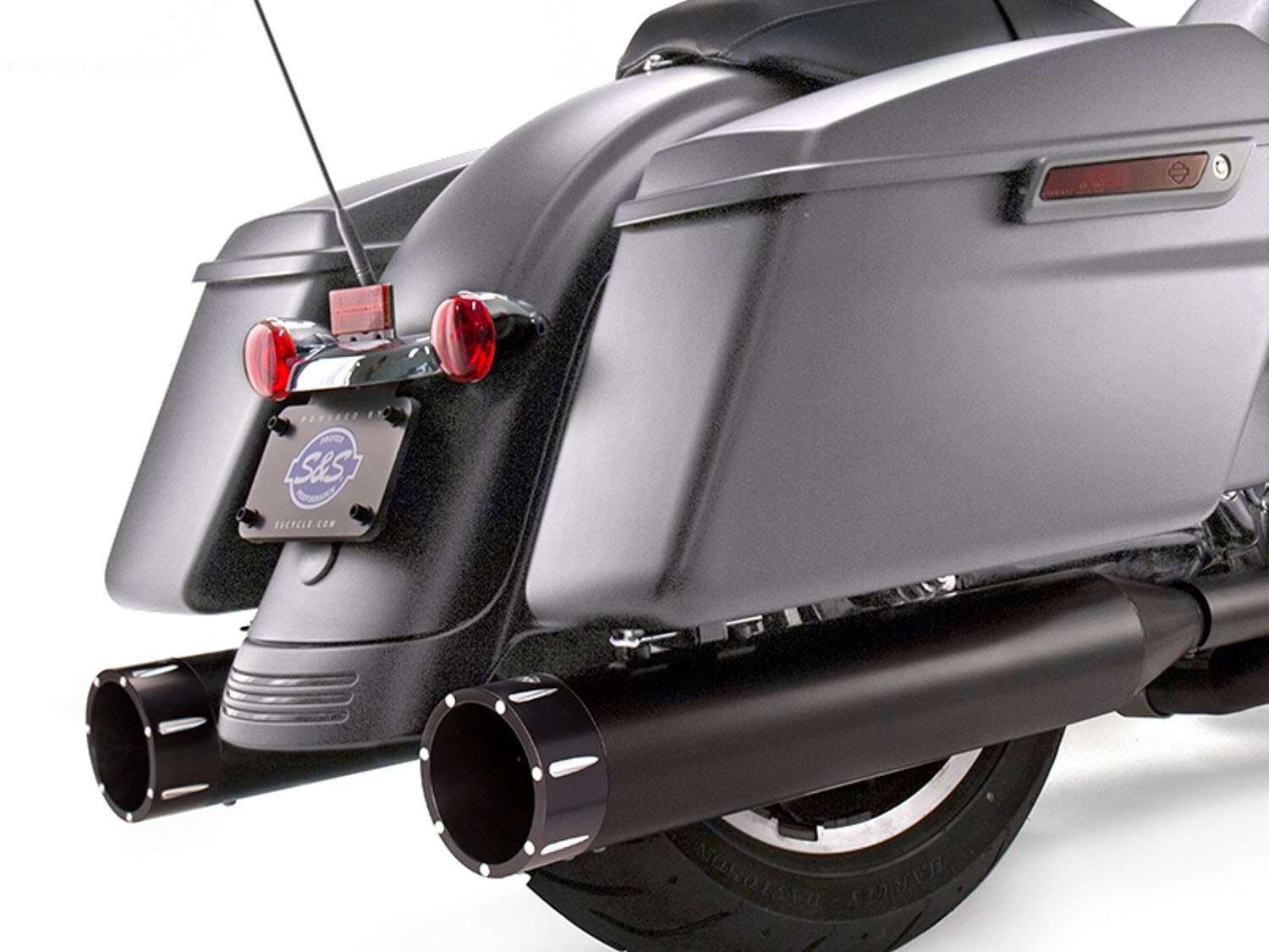 4-1/2in. Mk45 Slip-On Mufflers - Black with Black Tracer End Caps. Fits Touring 2017up. S&S