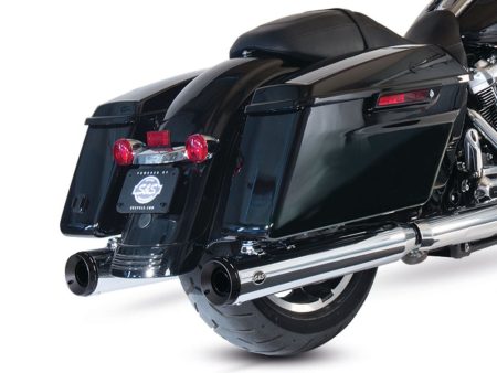 4in. Grand National Slip-On Mufflers - Chrome with Black End Caps. Fits Touring 2017up. S&S