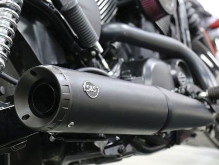 4in. Grand National Slip-On Muffler - Black with Black End Cap. Fits Street 2015-2020. S&S