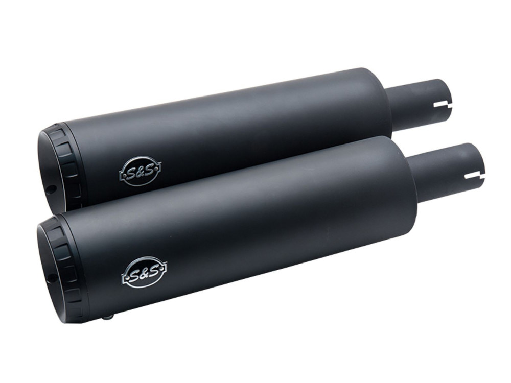 4in. Grand National Slip-On Mufflers - Black. Fits Fat Bob 2018-2024 S&S