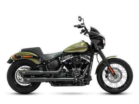 3-1/2in. Slash Cut Slip-On Mufflers - Black. Fits Softail Slim, Street Bob, Standard & Low Rider Models 2018-2024 & Breakout & Fat Boy 2018up S&S