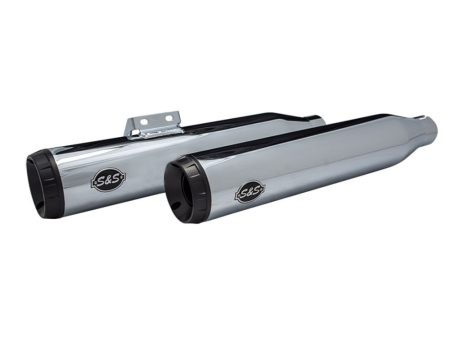 3-1/2in. Grand National Slip-On Mufflers - Chrome with Black End Caps. Fits Softail Slim, Street Bob, Standard & Low Rider Models 2018-2024 & Breakout & Fat Boy 2018up S&S