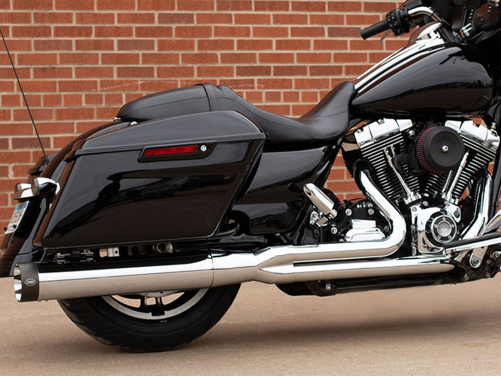 2-into-1 Sidewinder Exhaust - Chrome with Black End Cap. Fits Touring 1995-2016. S&S - Image 2