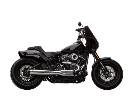 2-into-1 SuperStreet Exhaust - Chrome with Black End Cap. Fits Softail 2018-2024 Non-240 Rear Tyre Models. S&S
