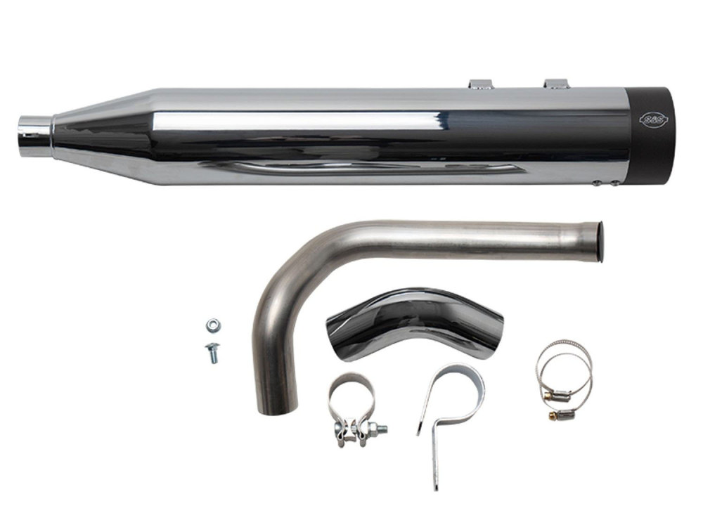 Shadow Pipe for S&S Sidewinder 2-into-1 Exhaust - Chrome with Black End Cap. Fits Touring 2009up. S&S - Image 2