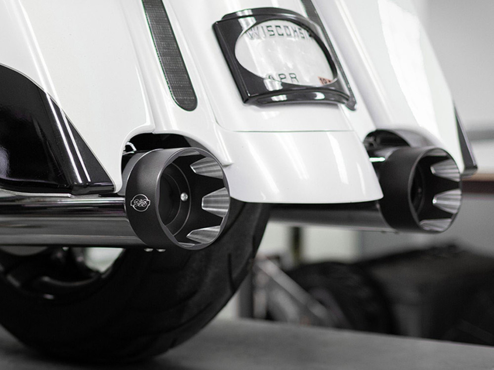 Shadow Pipe for S&S Sidewinder 2-into-1 Exhaust - Chrome with Black End Cap. Fits Touring 2009up. S&S - Image 4