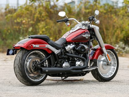 2-into-1 SuperStreet Exhaust - Black with Black End Cap. Fits Breakout & Fat Boy 2018up & FXDR 2019up. S&S