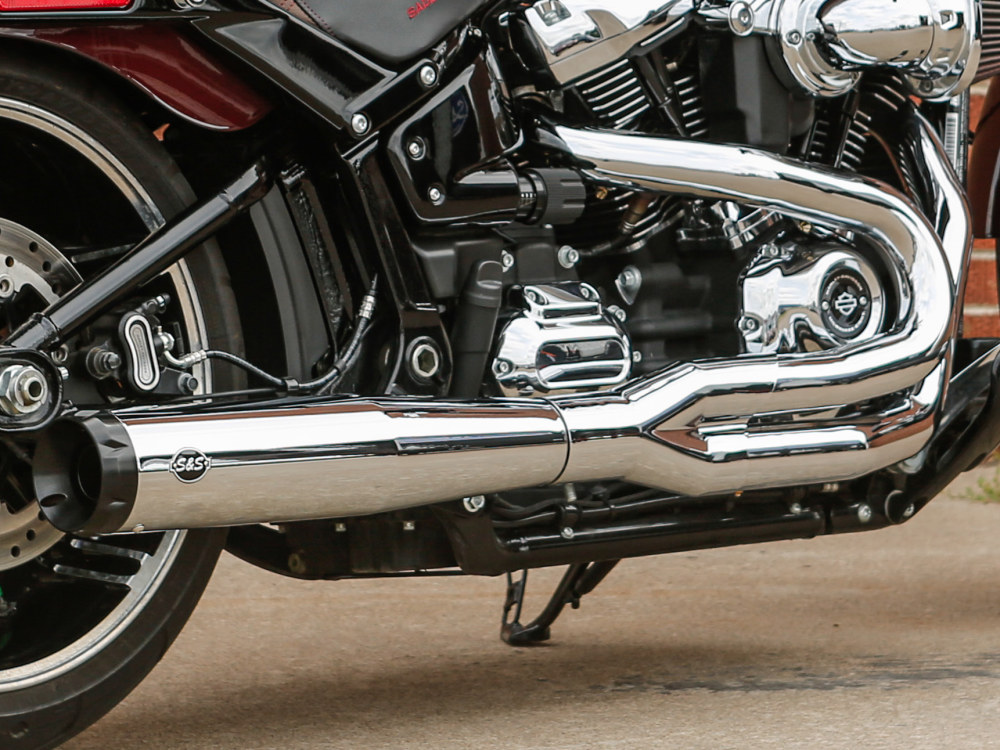 2-into-1 SuperStreet Exhaust - Chrome with Black End Cap. Fits Breakout & Fat Boy 2018up & FXDR 2019up. S&S - Image 2