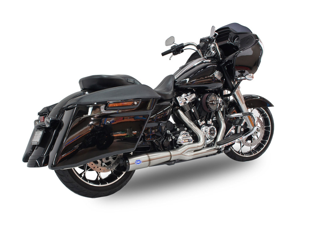 2-into-1 Diamondback Exhaust - Stainless with Black End Cap. Fits Touring 2017up. S&S - Image 2
