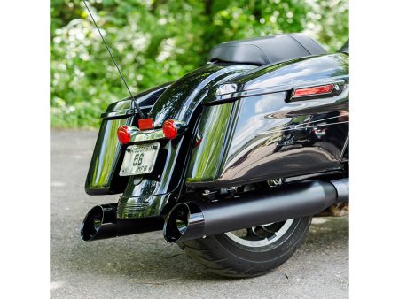 4-1/2in. Mk45 Slash Cut Slip-On Mufflers - Black with Black Cutlass End Caps. Fits Touring 2017up. S&S