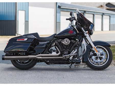 2-into-1 Sidewinder Exhaust - Lava Chrome with Black End Cap. Fits Touring 2017up. S&S