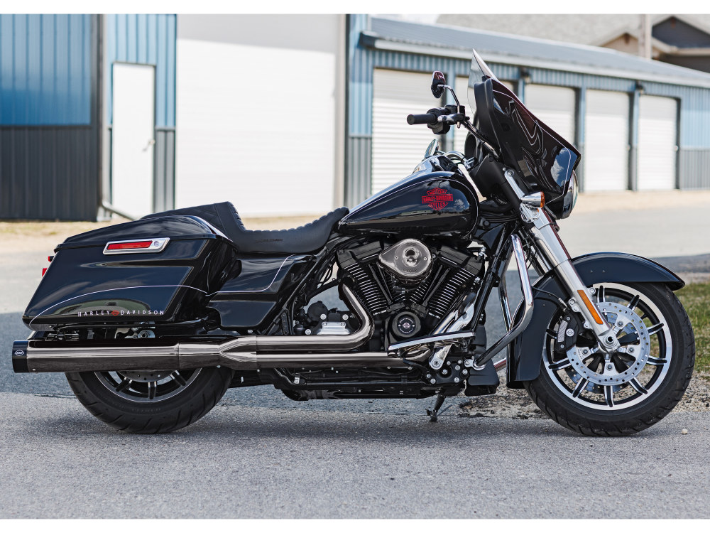 2-into-1 Sidewinder Exhaust - Lava Chrome with Black End Cap. Fits Touring 2017up. S&S