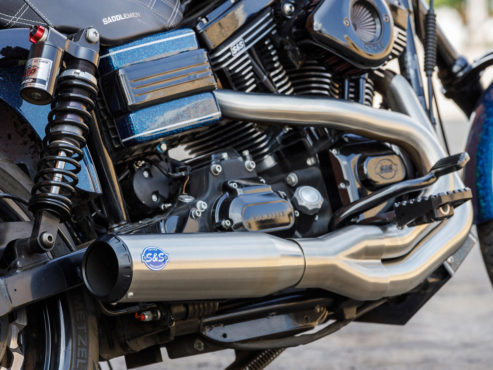 2-into-1 Qualifier Exhaust - Stainless Steel with Black End Cap. Fits Dyna 2006-2017 S&S - Image 3
