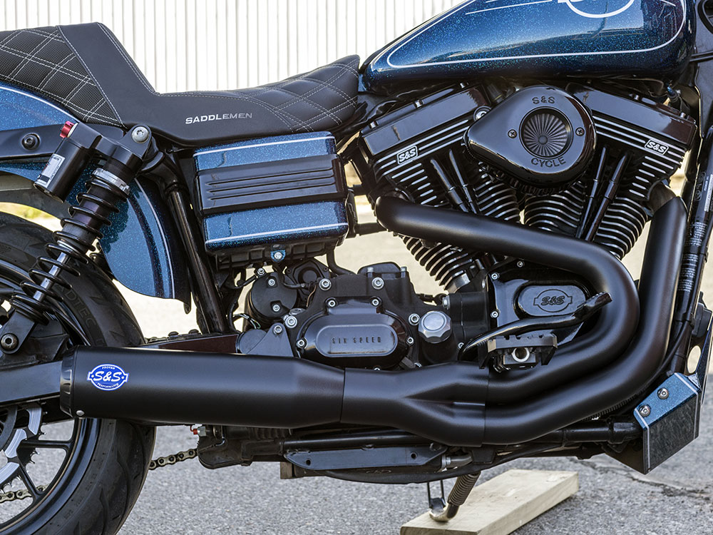 2-into-1 Qualifier Exhaust - Black with Black End Cap. Fits Dyna 2006-2017 S&S - Image 3