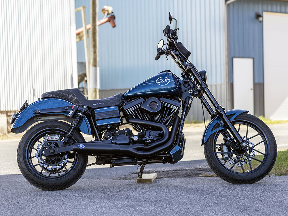 2-into-1 Qualifier Exhaust - Black with Black End Cap. Fits Dyna 2006-2017 S&S