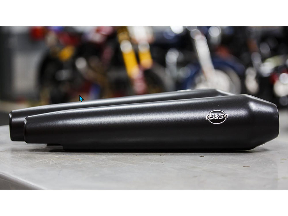 Tapered Cone Slip-On Mufflers - Black. Fits Royal Enfield 650 Twins 2019up S&S - Image 2