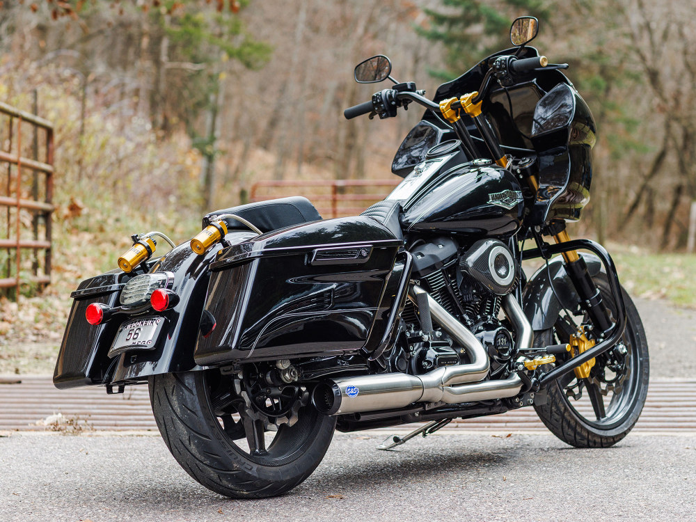 2-into-1 Qualifier Exhaust - Stainless Steel with Black End Cap. Fits Touring 2017up S&S - Image 2