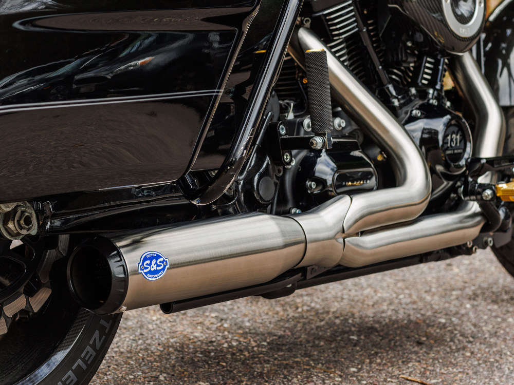 2-into-1 Qualifier Exhaust - Stainless Steel with Black End Cap. Fits Touring 2017up S&S - Image 3