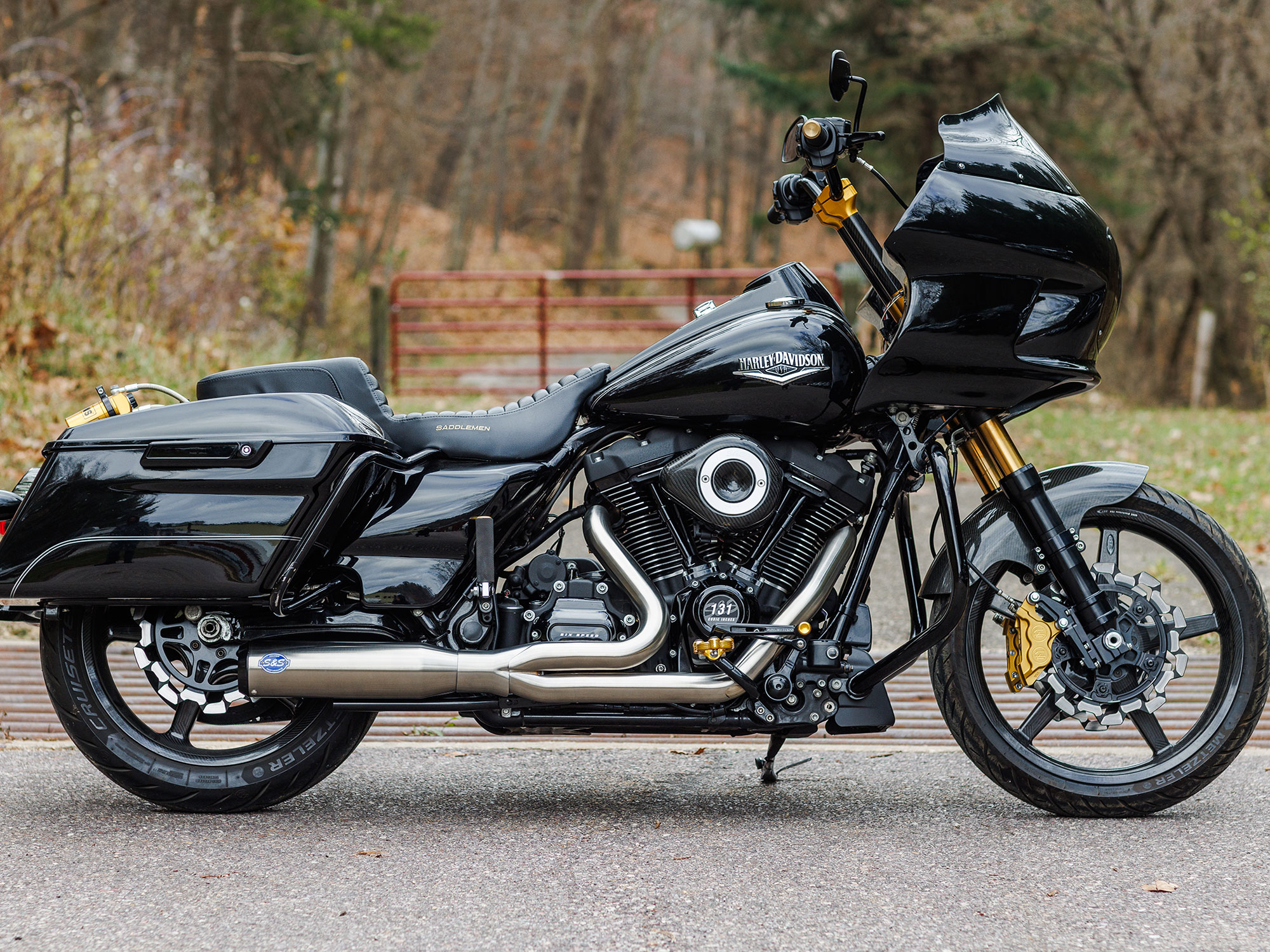 2-into-1 Qualifier Exhaust - Stainless Steel with Black End Cap. Fits Touring 2017up S&S