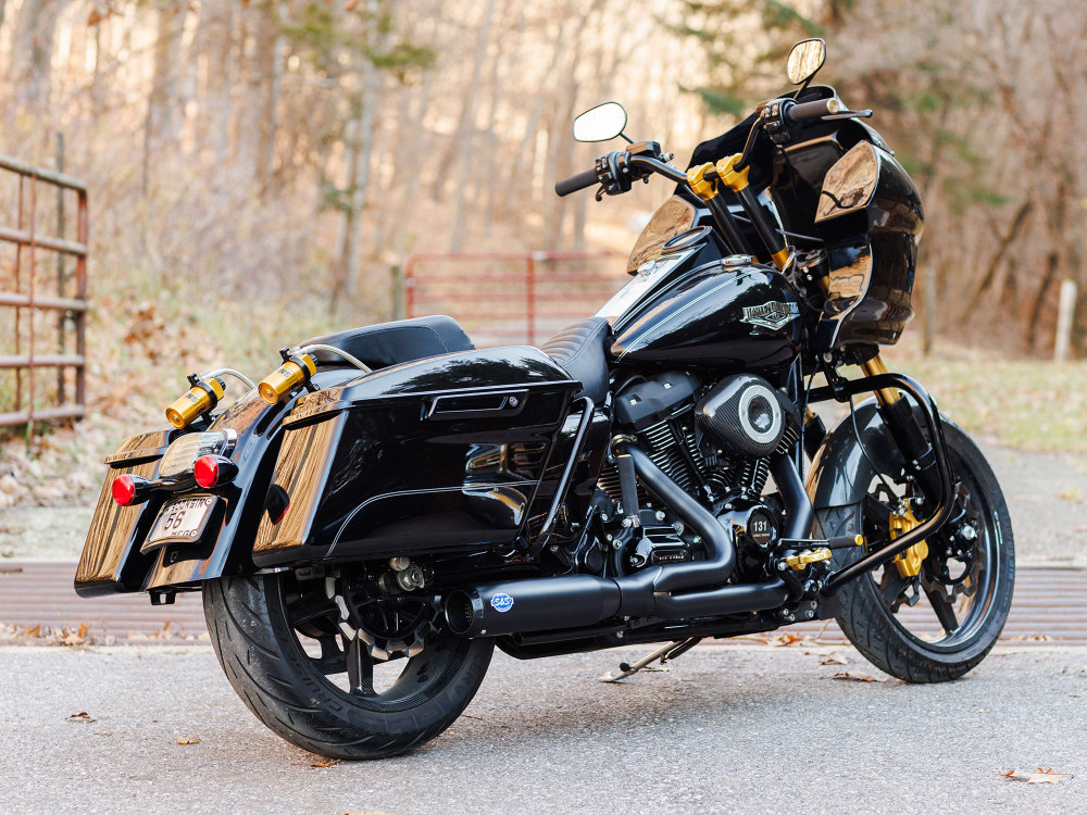 2-into-1 Qualifier Exhaust - Black with Black End Cap. Fits Touring 2017up S&S - Image 2