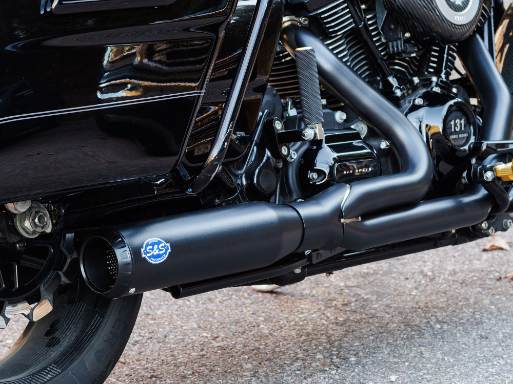 2-into-1 Qualifier Exhaust - Black with Black End Cap. Fits Touring 2017up S&S - Image 3