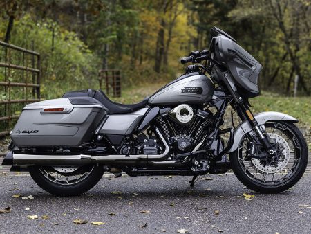 4-1/2in. Mk45 Slip-On Mufflers - Lava Chrome with Black Cutlass End Caps. Fits Touring 2017up. S&S