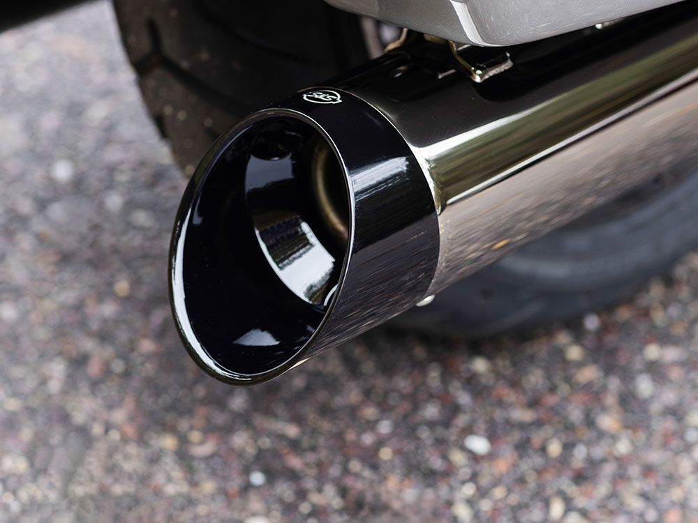 4-1/2in. Mk45 Slip-On Mufflers - Lava Chrome with Black Cutlass End Caps. Fits Touring 2017up. S&S - Image 3