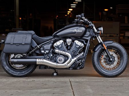 Grand National Slip-On Muffler - Black with Black End Cap. Fits Indian Scout 2025up S&S