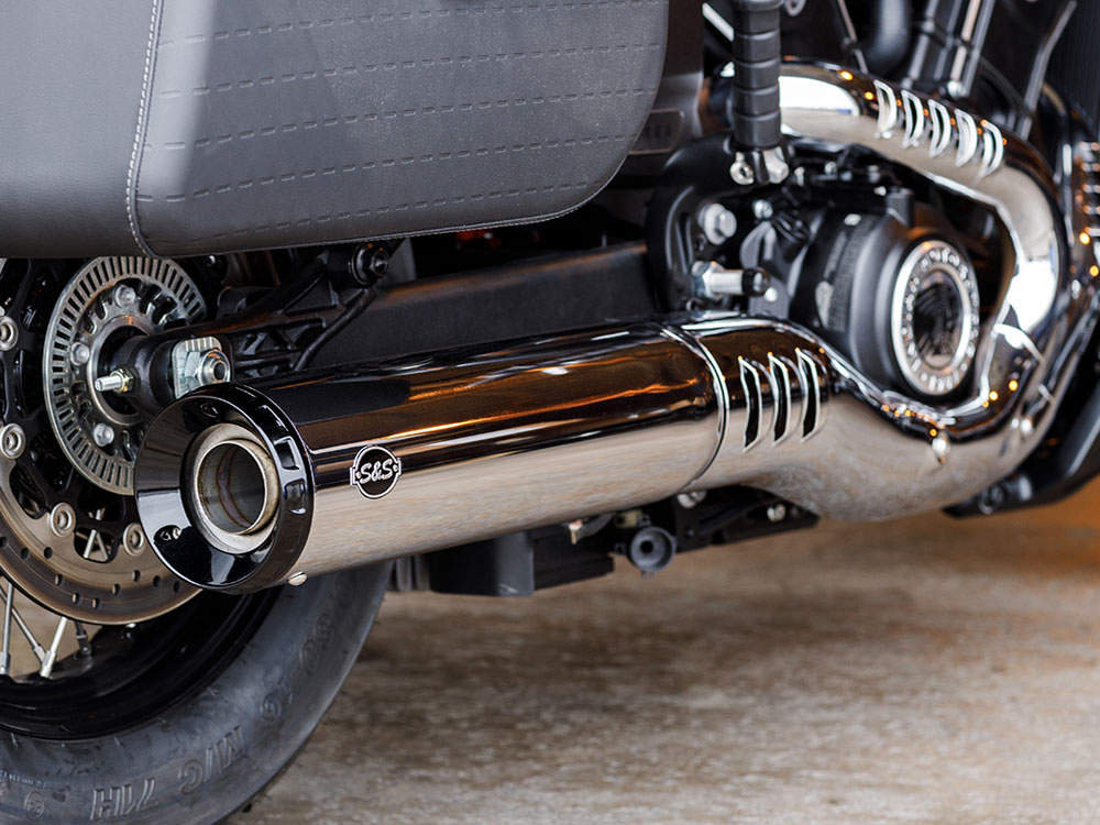 Grand National Slip-On Muffler - Chrome with Black End Cap. Fits Indian Scout 2025up S&S - Image 2