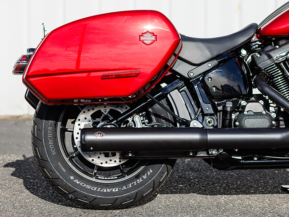 4in. Grand National Slip-On Muffler - Black with Black End Cap. Fits Softail Street Bob, Low Rider S, Low Rider ST & Heritage 2025up S&S - Image 2