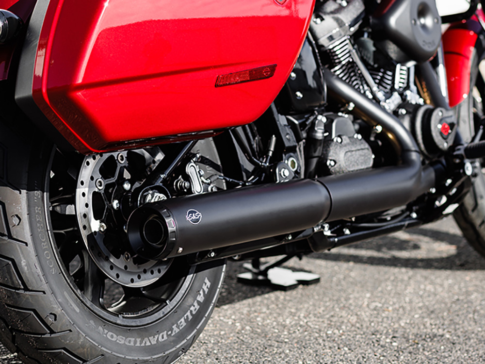 4in. Grand National Slip-On Muffler - Black with Black End Cap. Fits Softail Street Bob, Low Rider S, Low Rider ST & Heritage 2025up S&S - Image 3