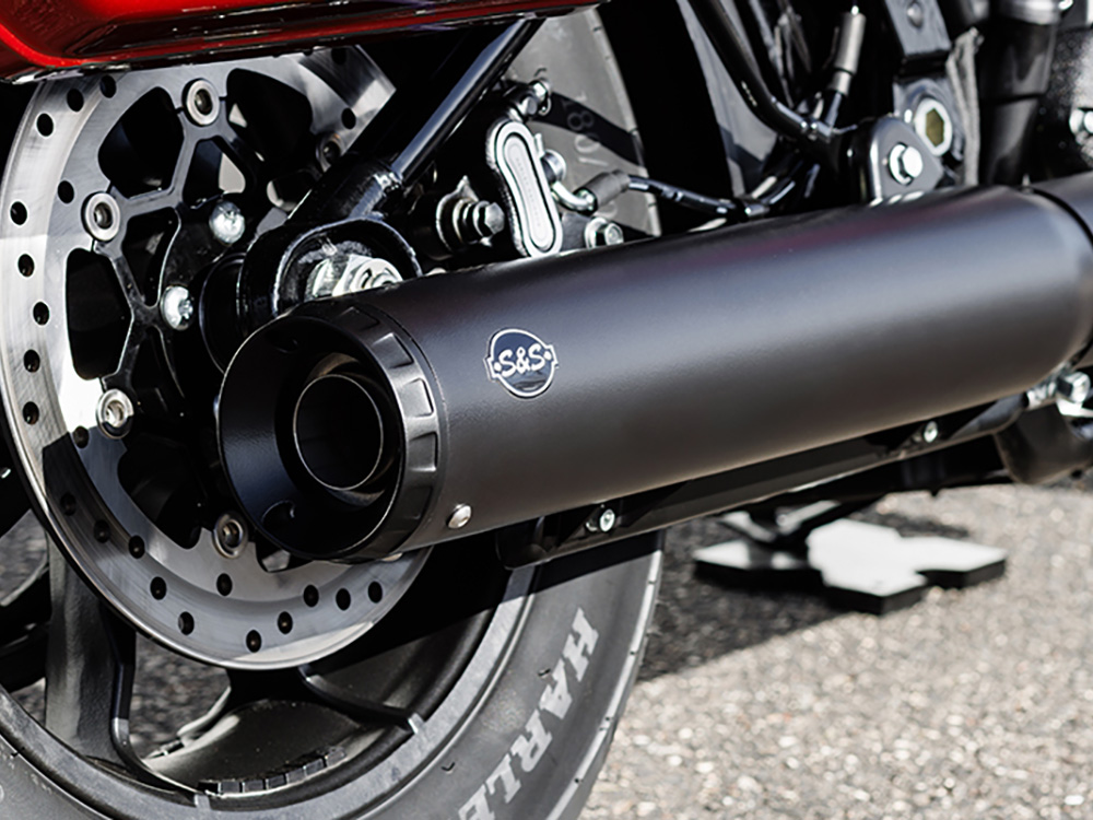 4in. Grand National Slip-On Muffler - Black with Black End Cap. Fits Softail Street Bob, Low Rider S, Low Rider ST & Heritage 2025up S&S - Image 4