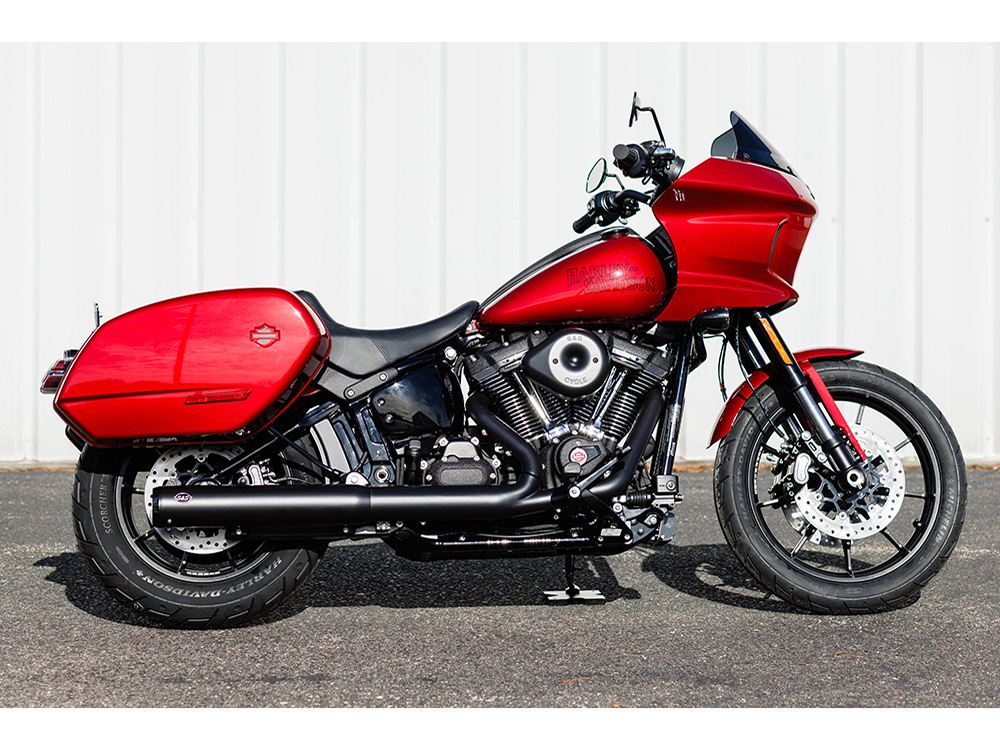 4in. Grand National Slip-On Muffler - Black with Black End Cap. Fits Softail Street Bob, Low Rider S, Low Rider ST & Heritage 2025up S&S