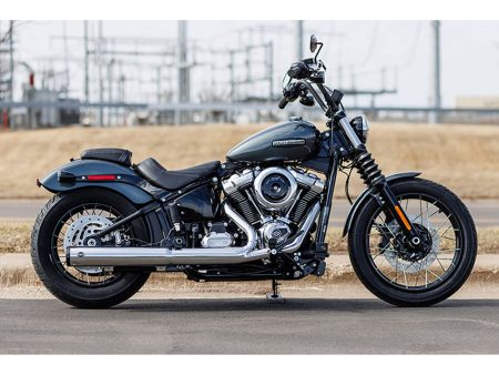 4in. Grand National Slip-On Muffler - Chrome with Black End Cap. Fits Softail Street Bob, Low Rider S, Low Rider ST & Heritage 2025up S&S