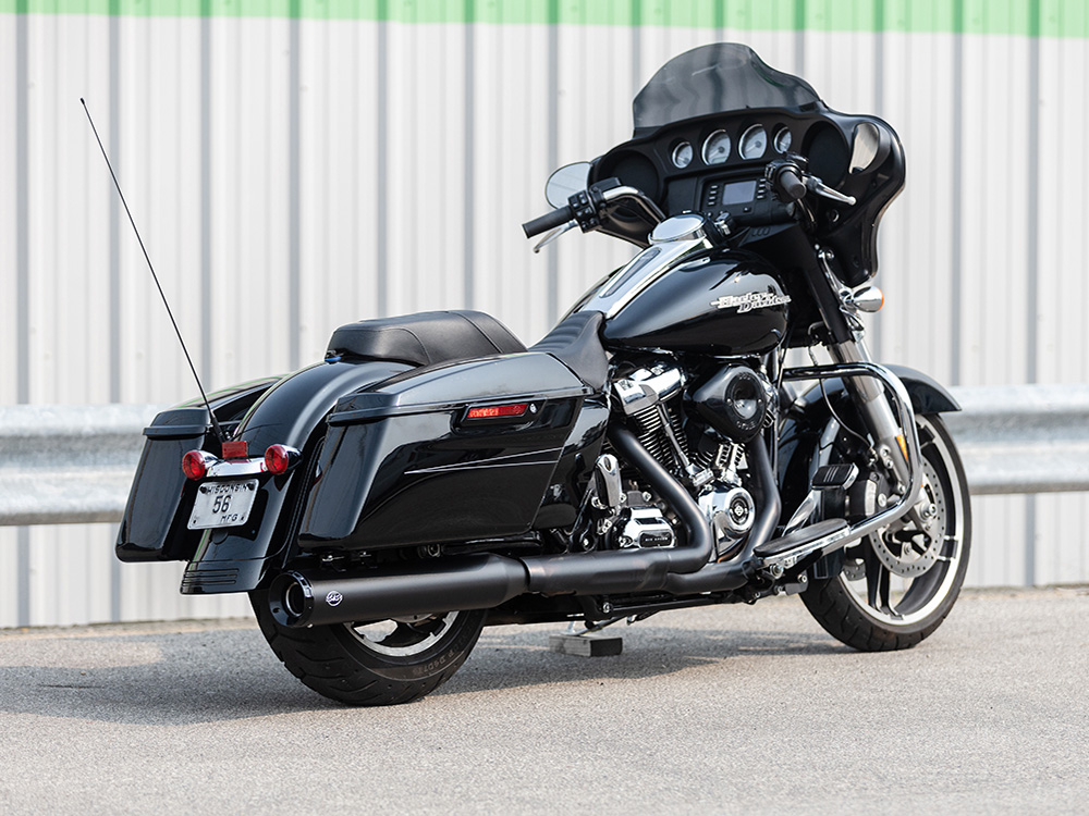 Swindler 2-into-1 4.5in. Muffler Kit - Black with Black End Cap. Fits Touring 2017up S&S