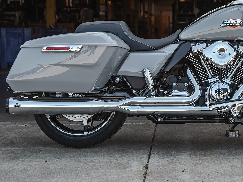 2-into-1 GNX Exhaust - Chrome with Black End Cap. Fits Touring 2017up S&S - Image 3