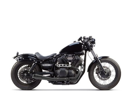 Comp-S 2-into-1 Exhaust - Black with Carbon Fiber End Cap. Fits Yamaha Bolt 2013up. TWO BROTHERS RACING EXHAUST