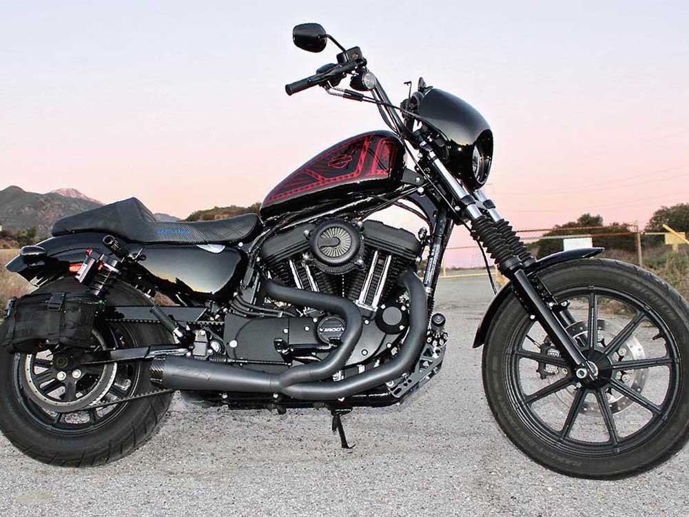 Comp-S 2-into-1 Exhaust - Black with Carbon Fiber End Cap. Fits Sportster 2014-2021 TWO BROTHERS RACING EXHAUST - Image 3