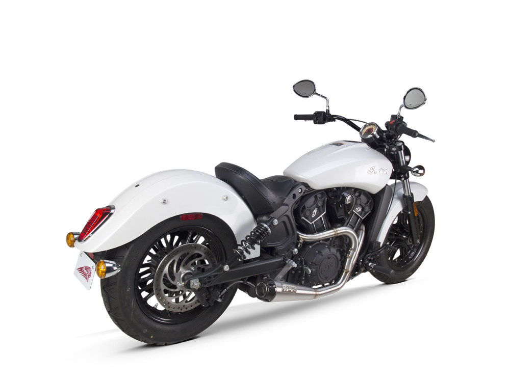 Comp-S 2-into-1 Exhaust - Stainless Steel with Carbon Fiber End Cap. Fits Indian Scout 2015-2024 & fits 2017 Victory Octane. TWO BROTHERS RACING EXHAUST - Image 2