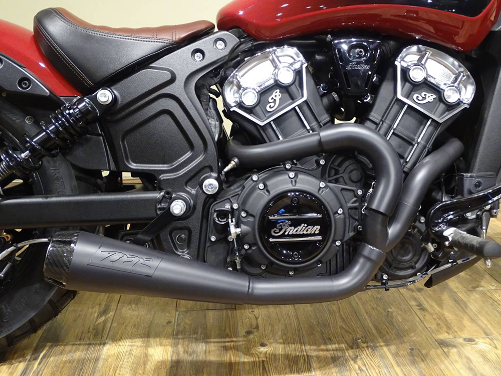 Comp-S 2-into-1 Exhaust - Black with Carbon Fiber End Cap. Fits Indian Scout 2015-2024 & also fits Victory Octane. TWO BROTHERS RACING EXHAUST - Image 4