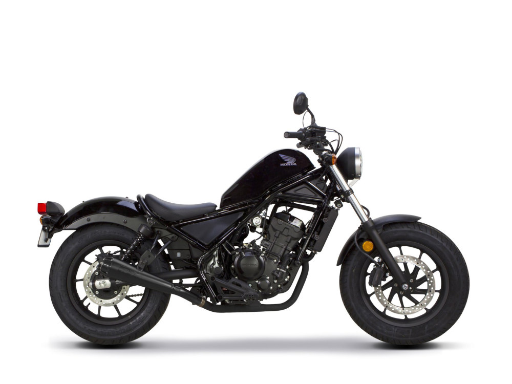 Comp-S Slip-On Muffler - Black with Carbon Fiber End Cap. Fits Honda CMX / Rebel 500cc 2017-2024 TWO BROTHERS RACING EXHAUST